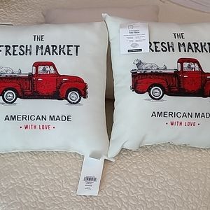 2 farmhouse decor toss pillows 16 in × 16 in NWT